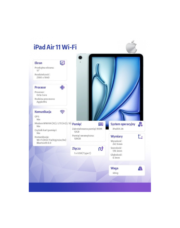 apple iPad Air 11 '' WiFi 128GB Niebieski główny