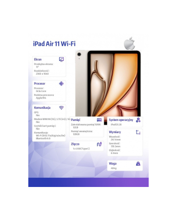 apple iPad Air 11 '' WiFi 128GB Księżycowa poświata nr 1