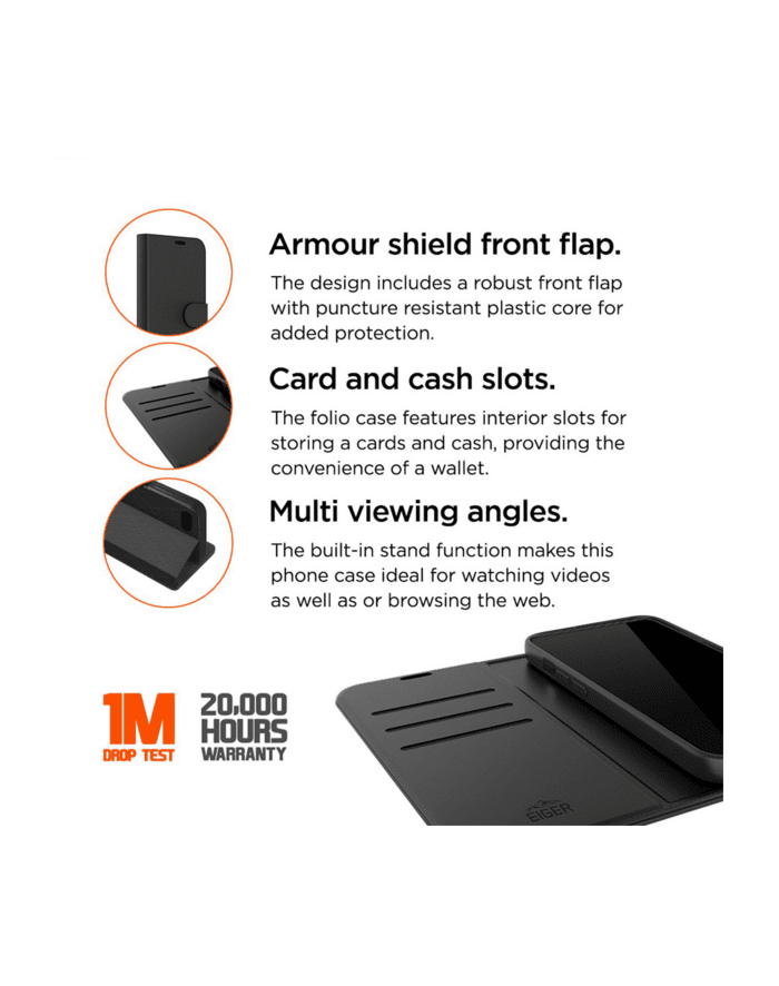 Eiger Egca00591 Pokrowiec Na Telefon Komórkowy 16 8 Cm Z Klapką Czarny główny