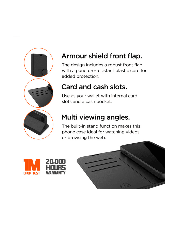Eiger Egca00634 Pokrowiec Na Telefon Komórkowy 17 Cm Z Klapką Czarny główny