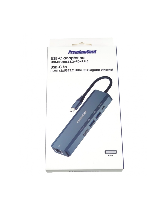 Premiumcord adaptér usb-c na gigabit 10/100/1000mbps + 1x hdmi, 2x główny