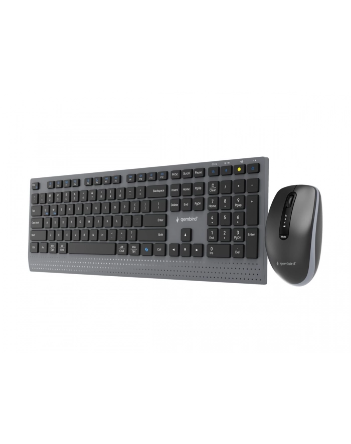 GEMBIRD Zestaw bezprzewodowy dual mode klawiatura + mysz 2.4 GHz + BT slim układ US kolor czarny główny