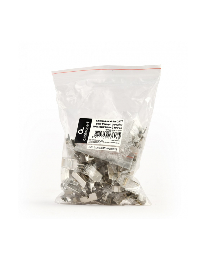 GEMBIRD Ekranowany modułowy wtyk przelotowy CAT7 15u złocony 50 szt. w opakowaniu główny