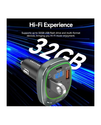 Samochodowy transmiter FM Vention Bluetooth 5.0 30W PD