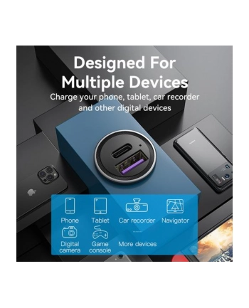 Ładowarka samochodowa Vention USB-A USB-C 30W PD nr 1