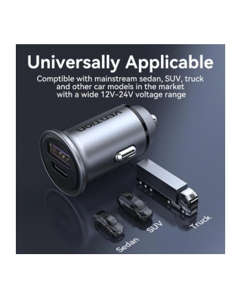 Ładowarka samochodowa Vention USB-A USB-C 30W PD nr 2
