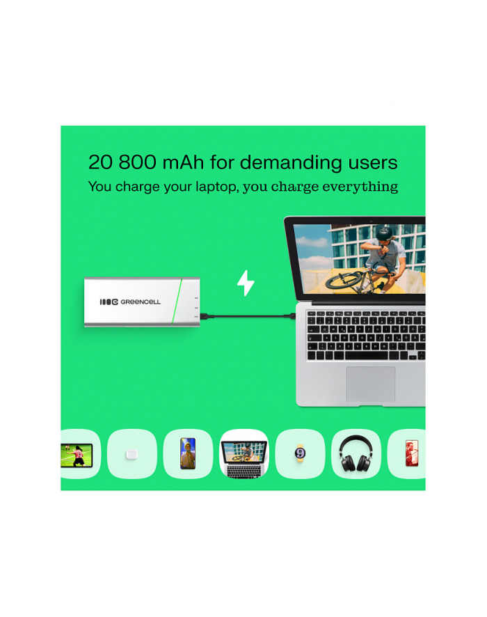 GREEN CELL POWERBANK POWERPLAY PRO PL 20800MAH 65W 3X USB PD główny