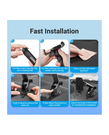 Uchwyt samochodowy do telefonu Vention z przyzsawką 47 do 72 cala czarny nr 1