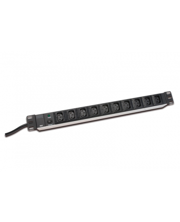 Listwa zasilająca PDU 19'''', 1U, 10 gniazd IEC C13, 10A, 2500W, aluminiowa, 2m