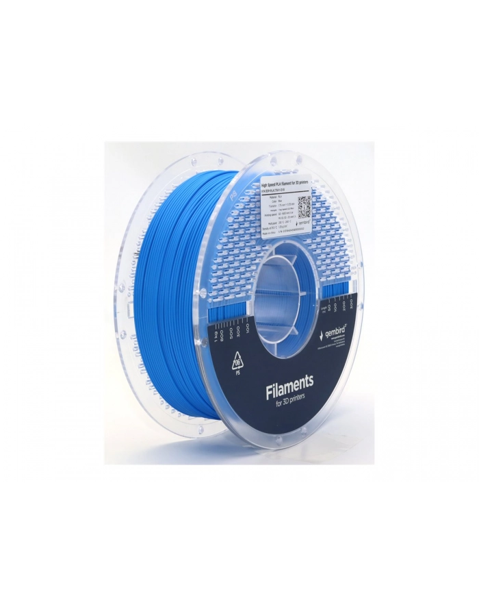 gembird Filament PLA High Speed, 1,75 mm, 1 kg, niebieski główny