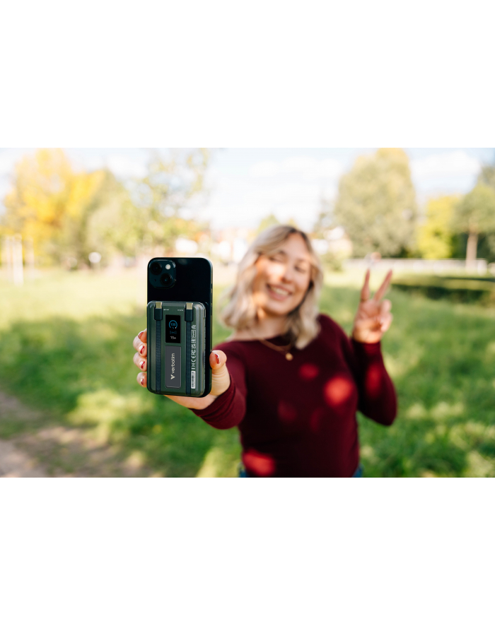 Powerbank Verbatim Charge 'n' Go 2C Display Magnetic Wireless 10000mAh 3xUSB-C PD 3.0 QC 3.0 Szary główny