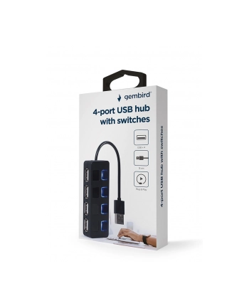 gembird HUB USB 2.0 4-portowy z przełącznikami, czarny