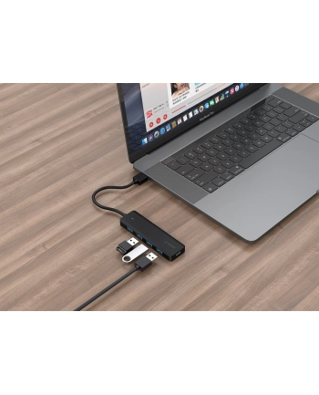 gembird HUB 4-portowy USB 3.1 (Gen 1), z opcją zasilania zewnętrznego przez port USB-C