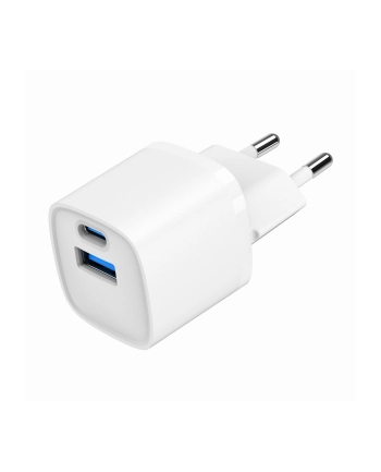 gembird Szybka ładowarka USB z 2 portami i gniazdem AC, 20W, biała