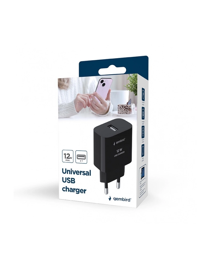 gembird Ładowarka uniwersalna USB, 2.4 A, czarna główny