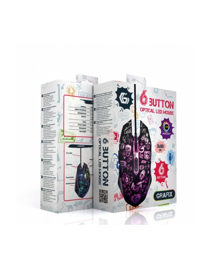 gembird Mysz optyczna LED, 6-przyciskowa, USB, czarna główny