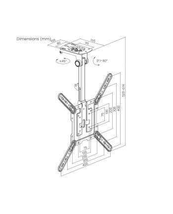 gembird Uchwyt sufitowy do telewizorów 23-55 '' z pełnym zakresem ruchu (regulowany) nr 1