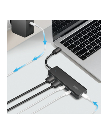logilink Hub USB-C, 4-porty 2x USB-A,2xUSB-C, czarny