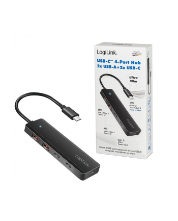 logilink Hub USB-C, 4-porty 2x USB-A,2xUSB-C, czarny