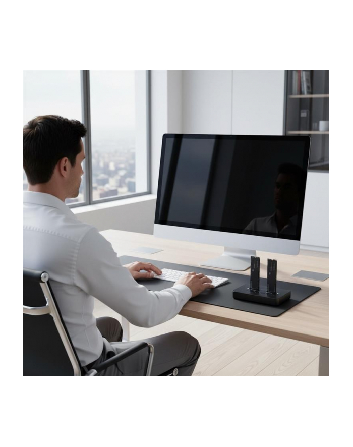 gembird Stacja dokująca do komputerów stacjonarnych z dwoma dyskami SSD USB typu C, M.2 NVME (i SATA), czarna główny