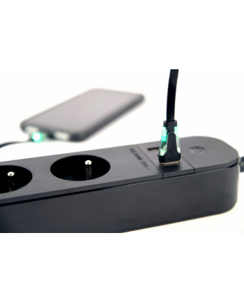 gembird Inteligentna listwa zasilająca Tuya 4xFR 2xUSB-A 1xUSB-C Czarna nr 2