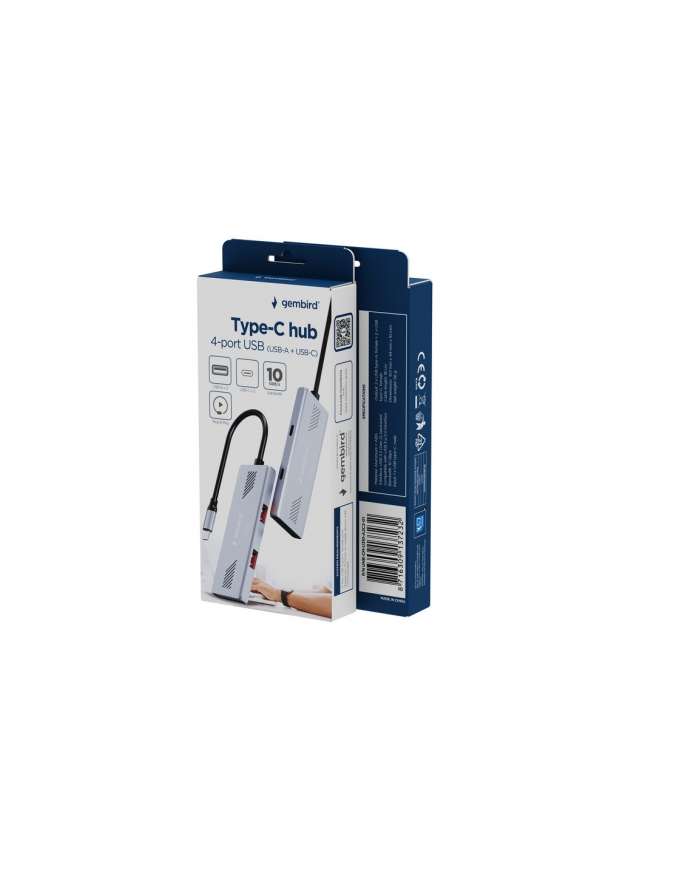gembird HUB 4-portowy USB 3.2 (Gen 2) typu C z 4 portami A + C główny