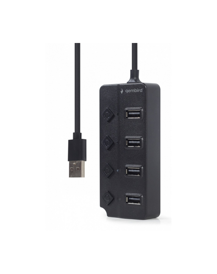 gembird HUB 4-portowy USB 2.0 z przełącznikami, czarny główny