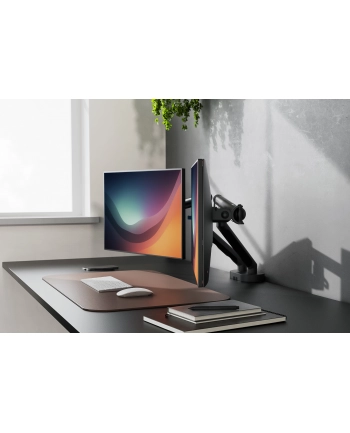 digitus Ramię biurkowe podwójne z zaciskiem i sprężyną mechaniczną 2x LCD max. 35' obciążenie 2x10kg, VESA: 75x75, 100x100, czarne