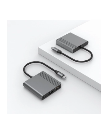gembird Adapter wieloportowy USB typu C 3 w 1 (port USB + HDMI +USB-C), gwiezdna szarość