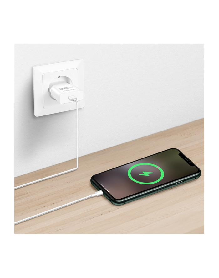 Ładowarka sieciowa LogiLink PA0347 USB GaN, 30 W, 1x USB-C (PD), biała główny
