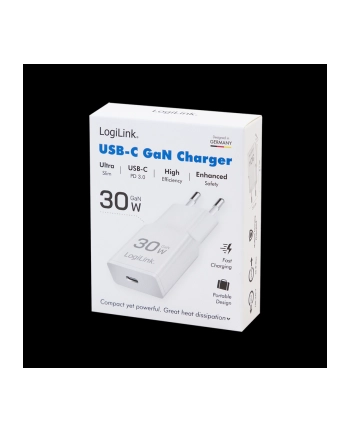 Ładowarka sieciowa LogiLink PA0347 USB GaN, 30 W, 1x USB-C (PD), biała nr 2