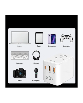 Ładowarka sieciowa podróżna LogiLink PA0356 USB GaN, 20 W, 4 złącza (PD), biała nr 2