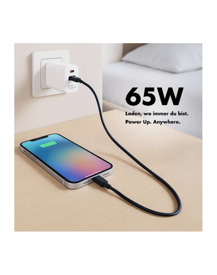 Ładowarka sieciowa LogiLink PA0371 USB GaN, 65 W, 1x USB-C (PD), 1x USB-A (QC), biała główny