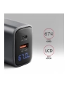 axagon Ładowarka sieciowa ACU-PQ67D PD'QC 67W 2-port GaN, Ekran LED, USB-A  + USB-C - nr 14