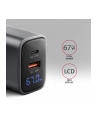 axagon Ładowarka sieciowa ACU-PQ67D PD'QC 67W 2-port GaN, Ekran LED, USB-A  + USB-C - nr 5