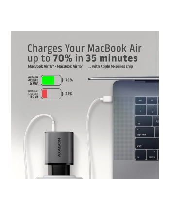 axagon Ładowarka sieciowa ACU-PQ67 PD'QC 67W 2-port GaN, USB-A + USB-C