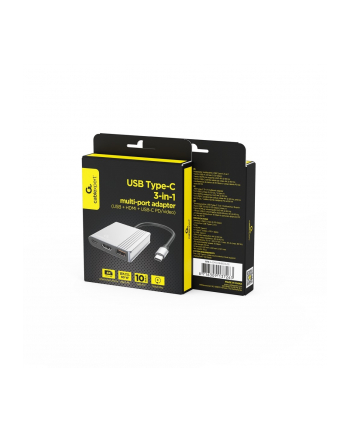 gembird Adapter wieloportowy USB typu C 3 w 1 (port USB + HDMI +USB-C), gwiezdna szarość