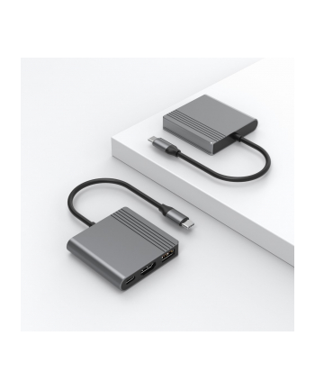 gembird Adapter wieloportowy USB typu C 3 w 1 (port USB + HDMI +USB-C), gwiezdna szarość