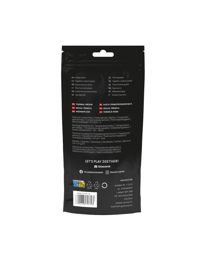 savio Pasta termoprzewodząca Glacier 18W/mK 4g TG-05 główny