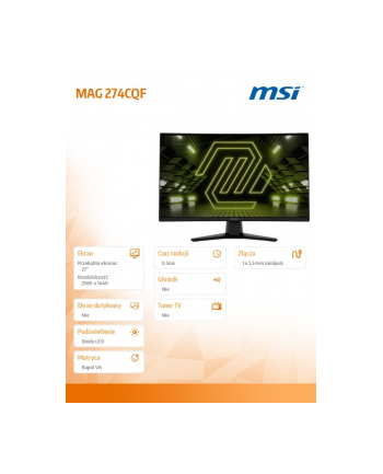 msi Monitor MAG 274CQF     27 ''/LED/WQHD/Zakrzywiony/180Hz/Czarny nr 2