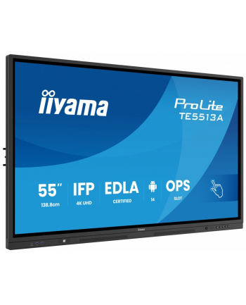 iiyama Monitor interaktywny 55 '' TE5513A-B2AG INFRARED,40pkt,IPS,4K,7H,500cd/m2,      WiFi,USB, ANDROID 14, Google EDLA,2x20W, UCHWYT ŚCIENNY nr 1