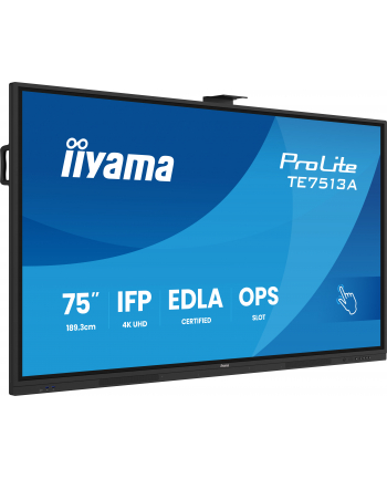 iiyama Monitor interaktywny 75 '' TE7513A-B2AG INFRARED,40pkt,IPS,4K,7H,500cd/m2,      WiFi,USB, ANDROID 14, Google EDLA,2x20W, UCHWYT ŚCIENNY nr 2
