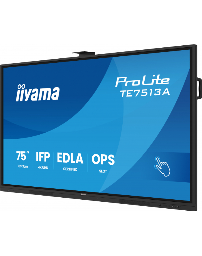 iiyama Monitor interaktywny 75 '' TE7513A-B2AG INFRARED,40pkt,IPS,4K,7H,500cd/m2,      WiFi,USB, ANDROID 14, Google EDLA,2x20W, UCHWYT ŚCIENNY główny