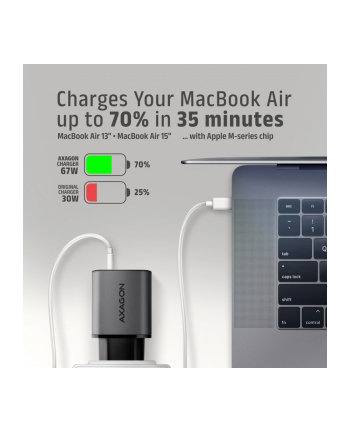 axagon Ładowarka sieciowa ACU-PQ67D PD'QC 67W 2-port GaN, Ekran LED, USB-A  + USB-C nr 2