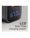 axagon Ładowarka sieciowa ACU-PQ67D PD'QC 67W 2-port GaN, Ekran LED, USB-A  + USB-C - nr 6