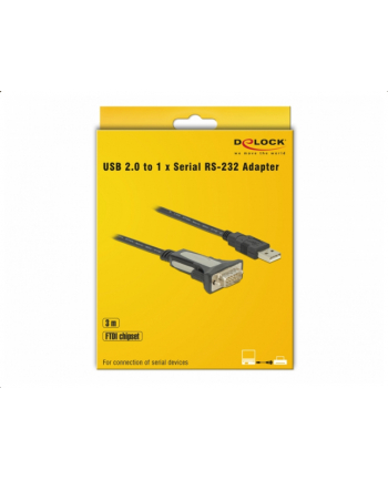 DELOCK Adapter USB 2.0 Typ-A zu 1 x Seriell RS-232 DB9 3 m nr 1