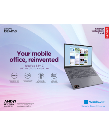 Lenovo IdeaPad Slim 3 15AMN8 | Arctic Grey | 15.6 '' | TN | FHD | 1920 x 1080 pixels | Anti-glare | AMD Ryzen 3 | 7320U | 16 GB | Soldered LPDDR5 | Solid-state drive capacity 512 GB | AMD Radeon 610M Graphics | Windows 11 Home | 802.11ax | Blue nr 1