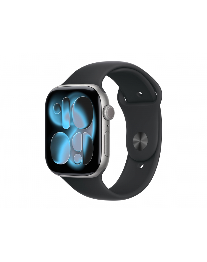Apple Watch Series 11 GPS 46mm aluminium gwiezdna szarość pasek sportowy czarny (MEV04ETA) główny