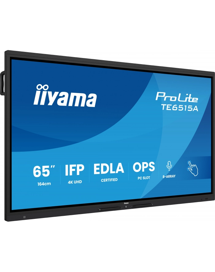 iiyama Monitor interaktywny 65 '' TE6515A-B2AG VA,4K,40pkt,550cd,DeepContrast-IR+,     HDMI x2,DP,USB-C, 2 x 20W, OPS Slot x1, 5xUSB, 2xRJ45,8-Array,EDLA, główny