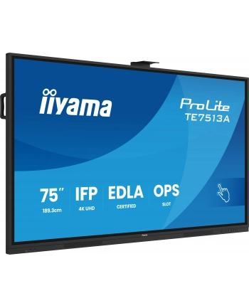 iiyama Monitor interaktywny 75 '' TE7513A-B2AG INFRARED,40pkt,IPS,4K,7H,500cd/m2,      WiFi,USB, ANDROID 14, Google EDLA,2x20W, UCHWYT ŚCIENNY nr 2